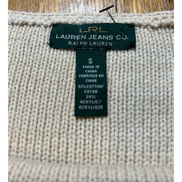 Lauren Jeans Co LRL Southwestern Aztec Sweater Sz S Cream Black Red NWOT! - Picture 2 of 8